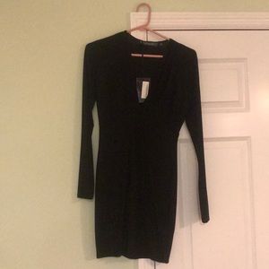 Black Body Con Long Sleeve Boohoo Dress NWT